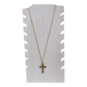 Cross Necklace Crucifix Goldtone 26” long